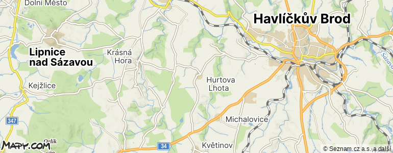 Mapa místa inzerátu — Hurtova Lhota