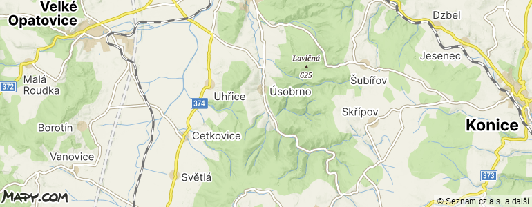Mapa místa inzerátu — Úsobrno