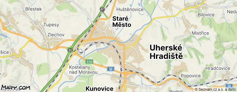 Mapa místa inzerátu — Uherské Hradiště