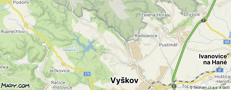 Mapa místa inzerátu — Vyškov - Lhota