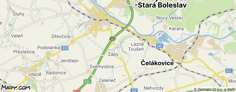 Mapa místa inzerátu — Praha-východ