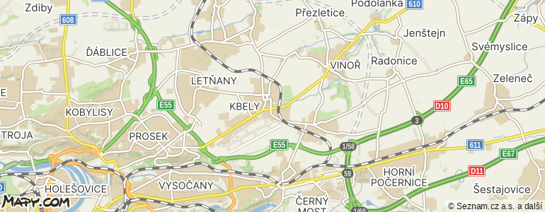 Mapa místa inzerátu — Praha 19