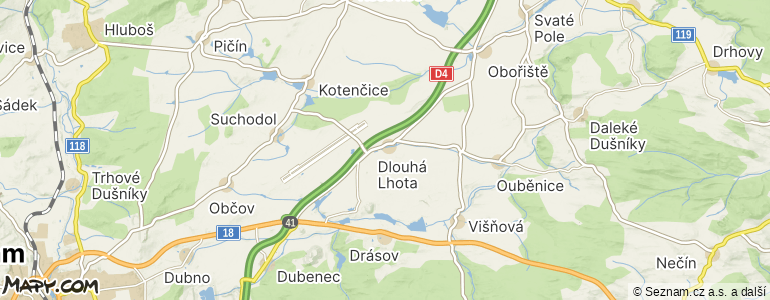 Mapa místa inzerátu — Dlouhá Lhota