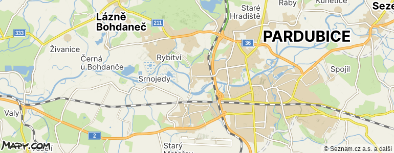 Mapa místa inzerátu — Pardubice - Rosice