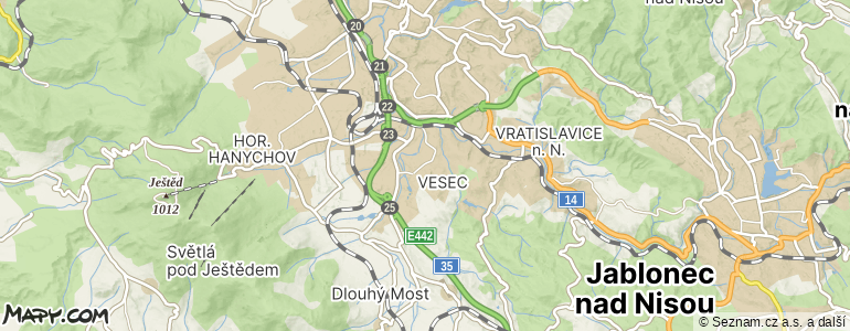 Mapa místa inzerátu — Liberec - Liberec XXV-Vesec