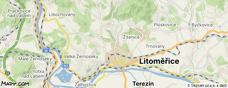 Mapa místa inzerátu — Litoměřice - Pokratice