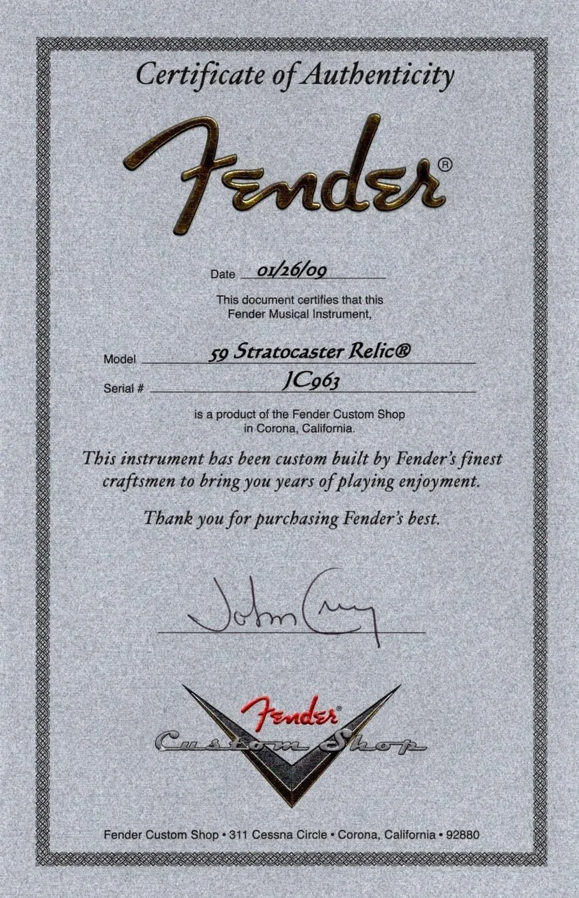 Fender Custom Shop ’59 Stratocaster Masterbuilt John Cruz
