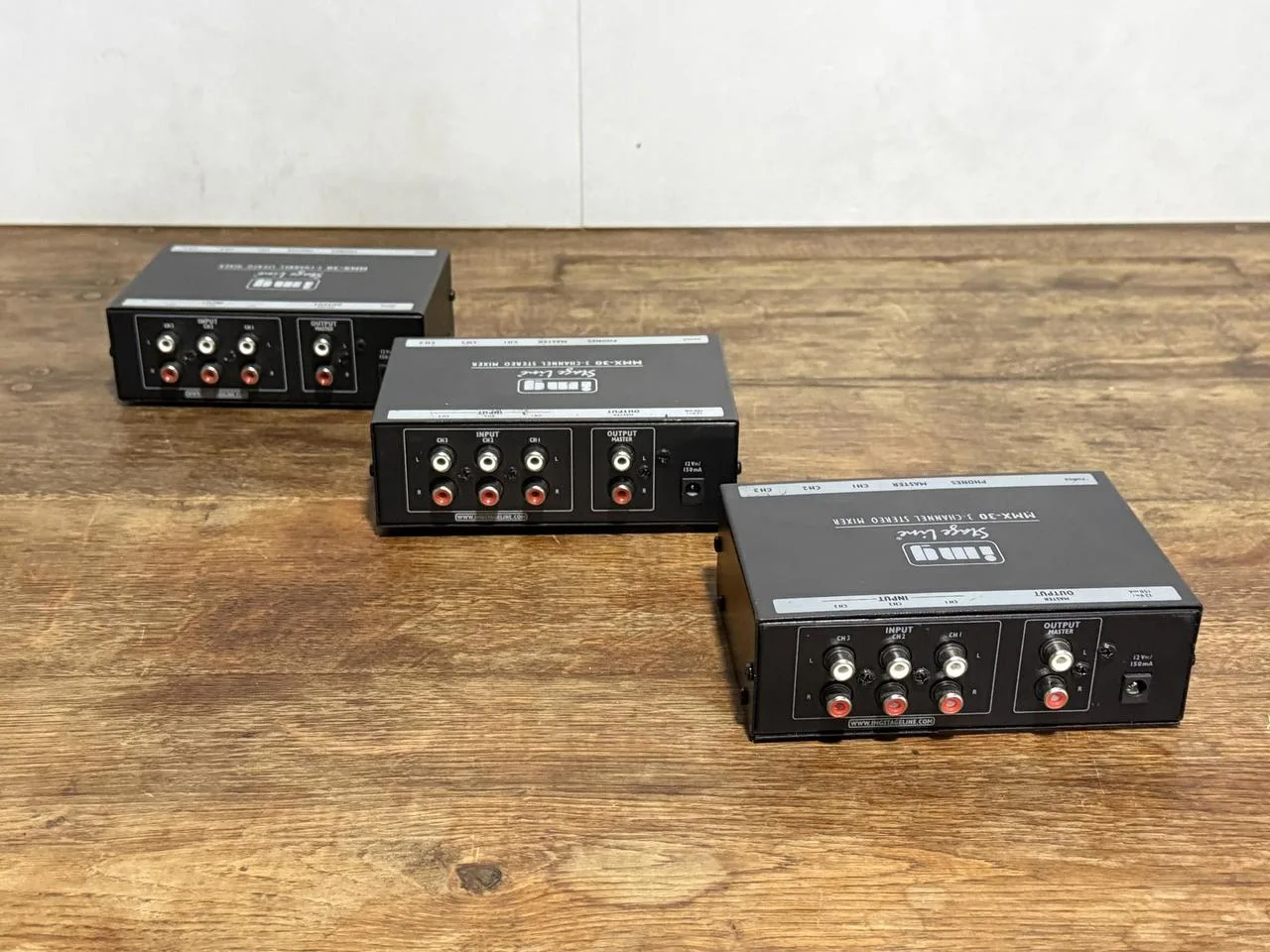 IMG STAGELINE MMX-30 – Kompaktní 3-kanálový stereo mix (3ks)