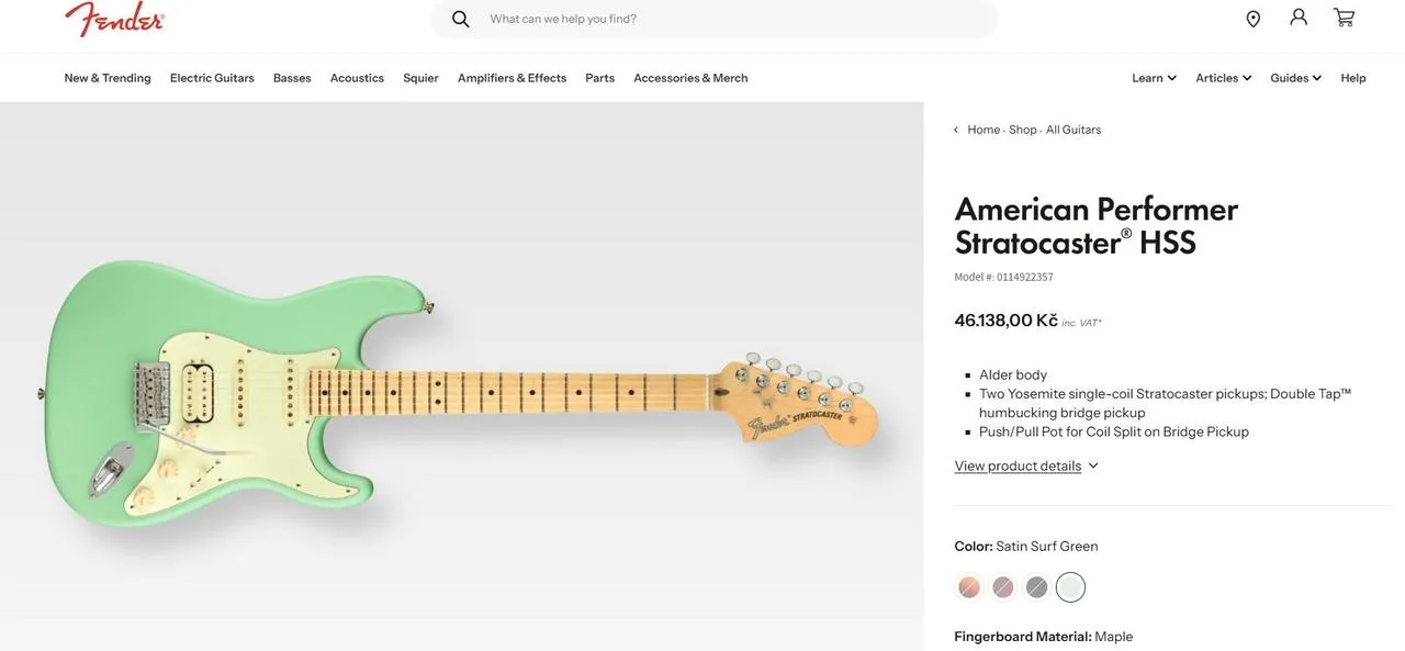 Fender American Performer Strat HSS USA – Satin Surf Green