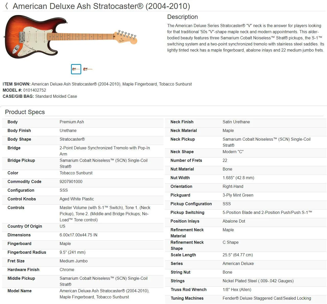 American Deluxe Stratocaster z roku 2005