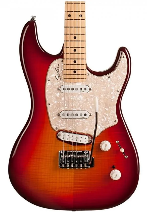 Godin Progression Plus RW, Cherry Burst Flame
