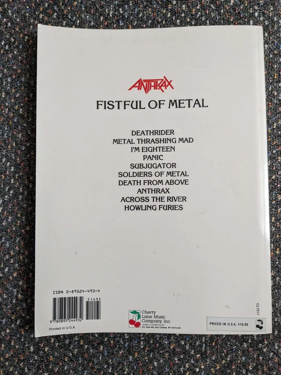 Kytarové transkripce/tabulatury Anthrax - Fistful of Metal