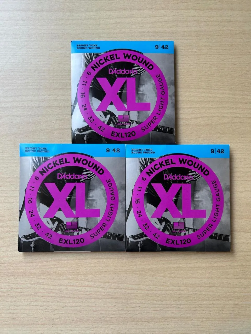 3x D'Addario EXL120 9-42 struny pro elektrickou kytaru