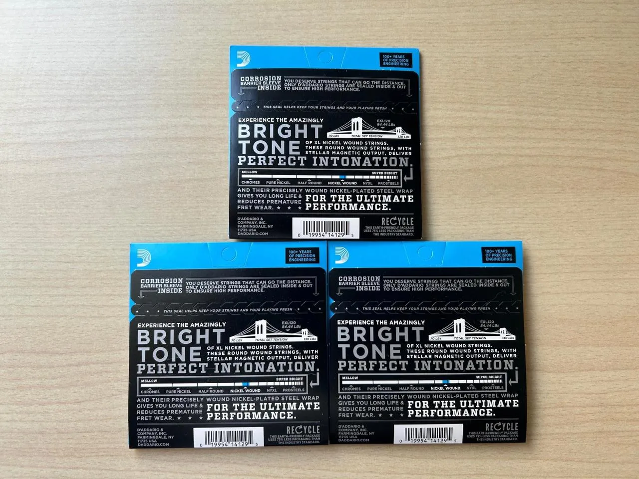 3x D'Addario EXL120 9-42 struny pro elektrickou kytaru