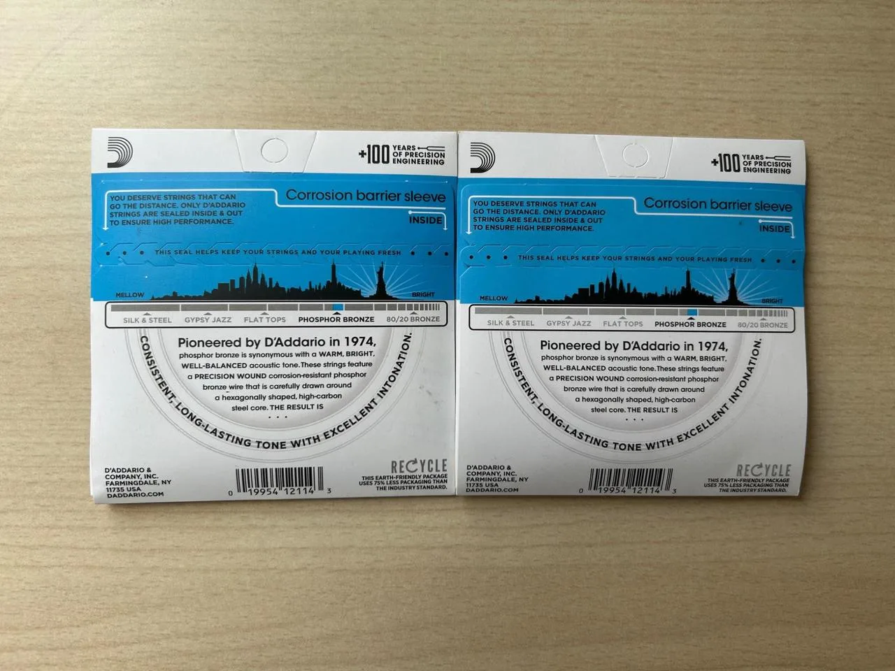 2x D'Addario EJ16 12-53 struny pro akustickou kytaru