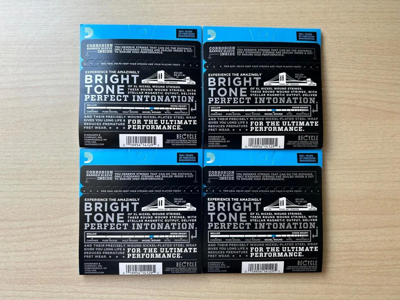 4x D'Addario EXL120 9-42 struny pro elektrickou kytaru