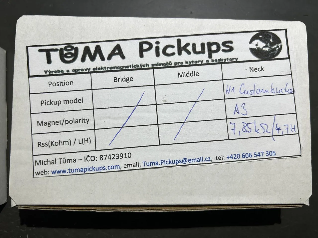 Tůma pickups Custombucker 58