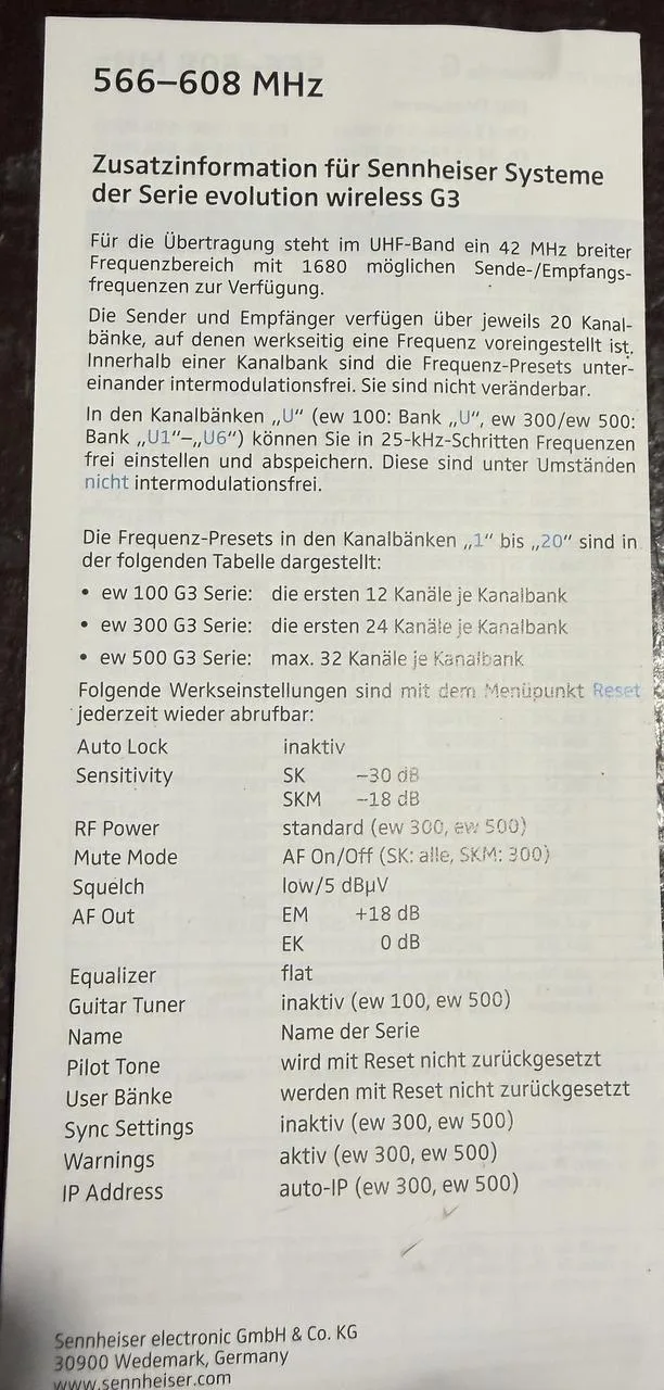 Kytarová vysílačka SENNHEISER EVOLUTION WIRELESS G3