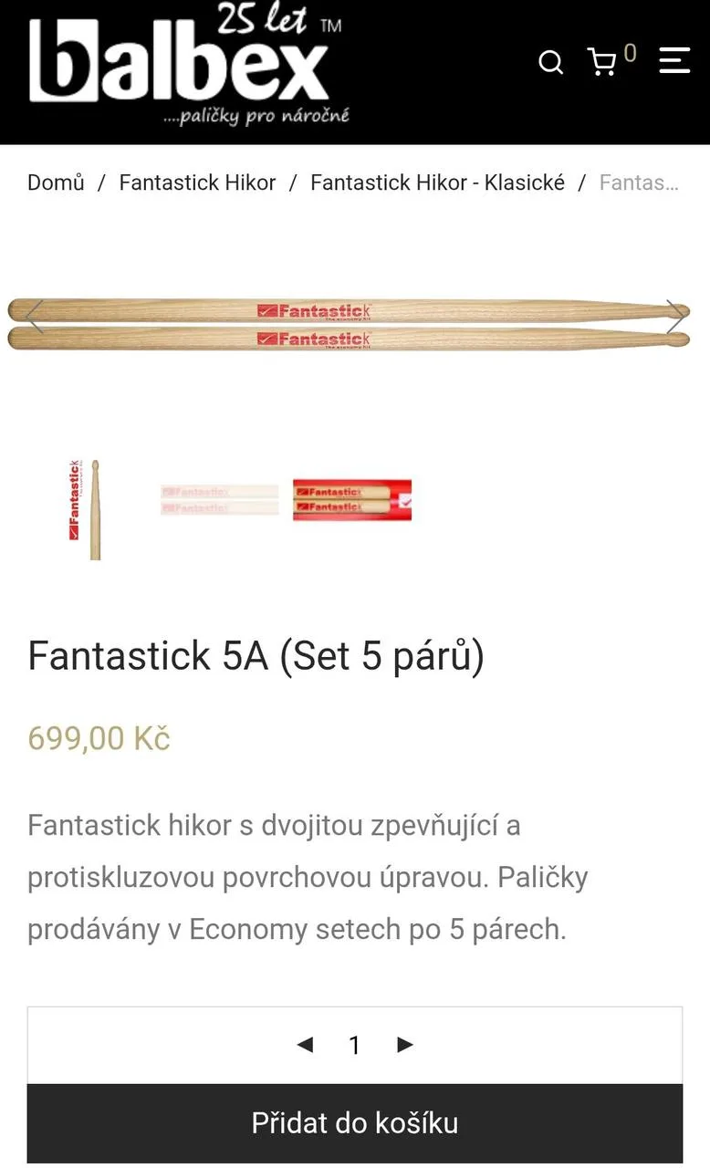 Paličky Fantastic Hickor 5A (balení po 5 párech)