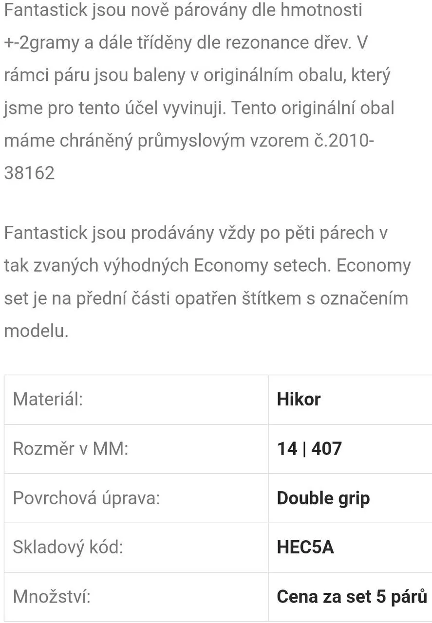 Paličky Fantastic Hickor 5A (balení po 5 párech)
