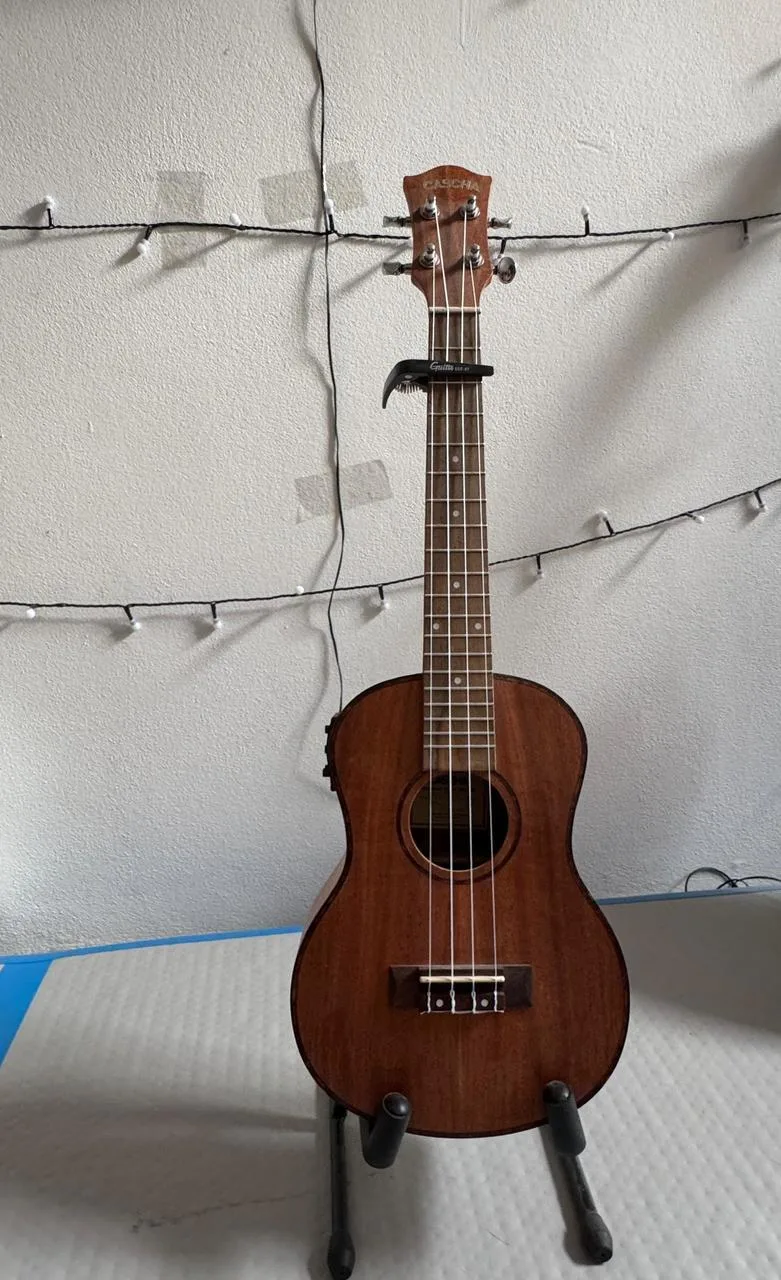 Elektroakustické tenorové ukulele s příslušenstvím