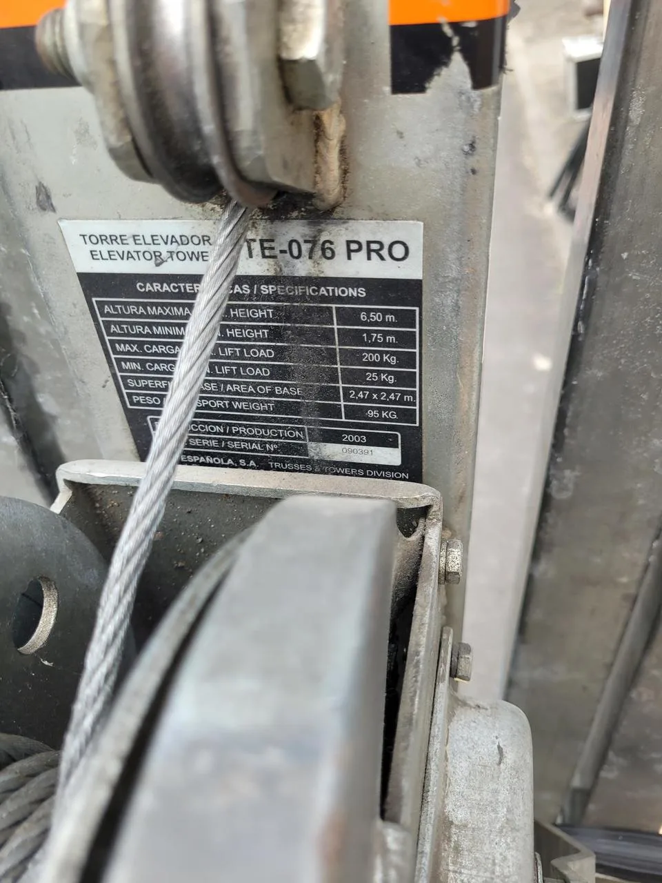 VMB TE-076 PRO TOWERLIFT, 650cm, 200kg,
