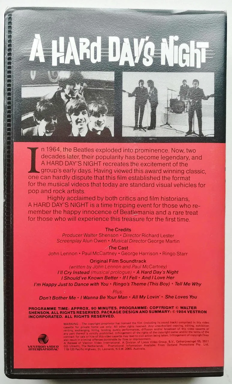 VIDEO BEATLES A HARD DAYS NIGHT BETA PAL AU  1984