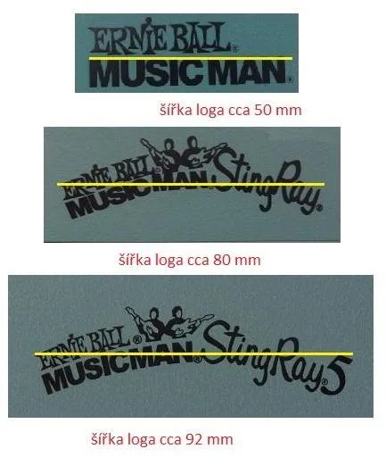 Vodové obtisky (Decals) loga Ernie Ball MUSIC MAN Sting Ray